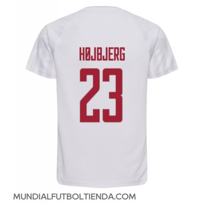 Camiseta Dinamarca Pierre-Emile Hojbjerg #23 Segunda Equipación Replica Mundial 2022 mangas cortas